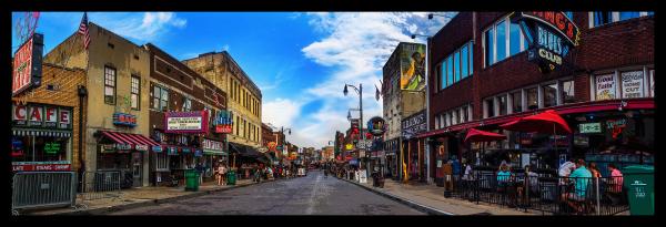 Panorama of Beale Street at Dusk