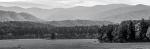 Panorama of Cades Cove in Black and White 8x24