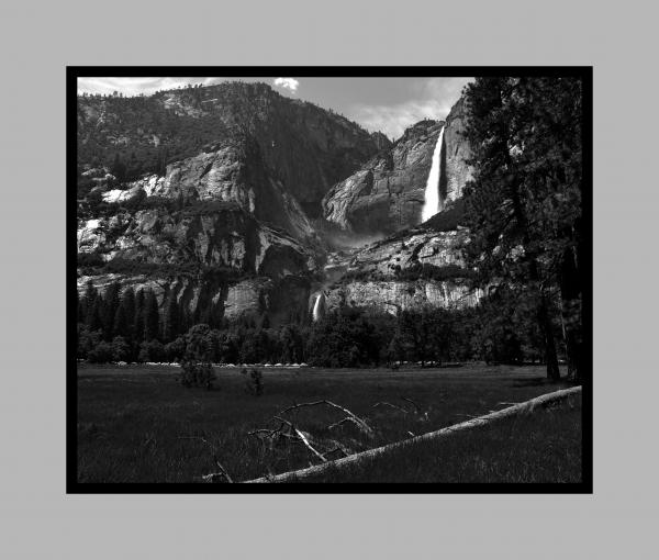Yosemite Falls California Horizontal B&W 11x14