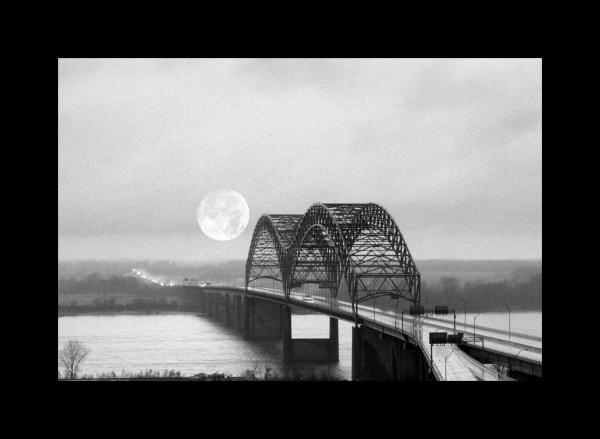 Memphis Bridge with Full Moon