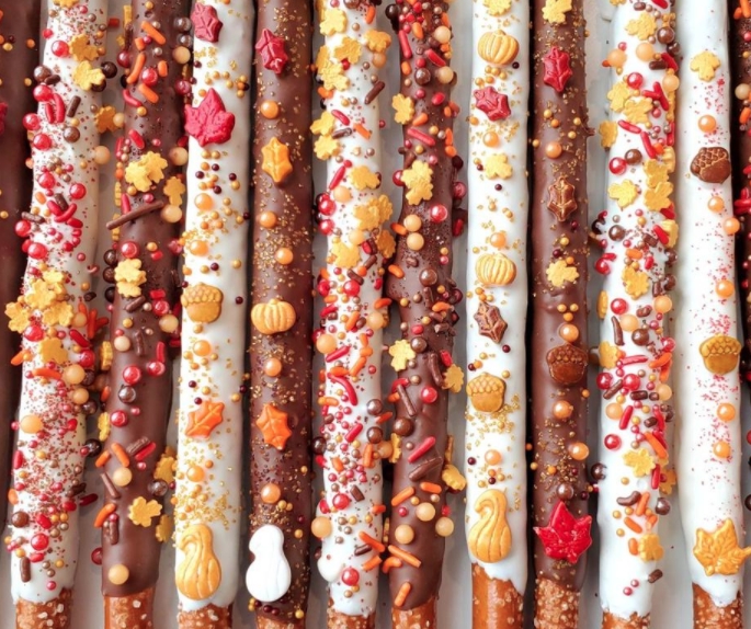 Gourmet chocolate dipped pretzel rods picture