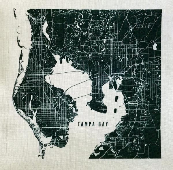 Black Tampa Map Accent Pillow Cover | Pin-Your-Home picture