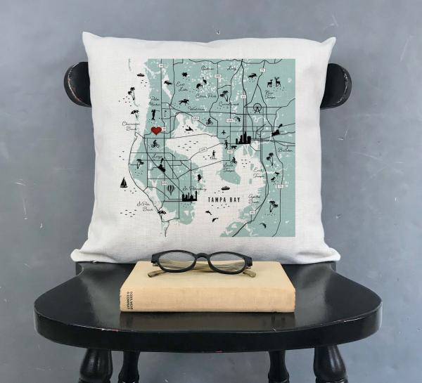 Tampa Icon Map Pillow | Pin-Your-Home picture