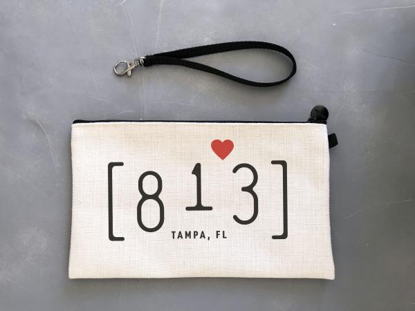 813 Area Code Wristlet Pouch Makeup Bag | Hillsborough Tampa Florida picture