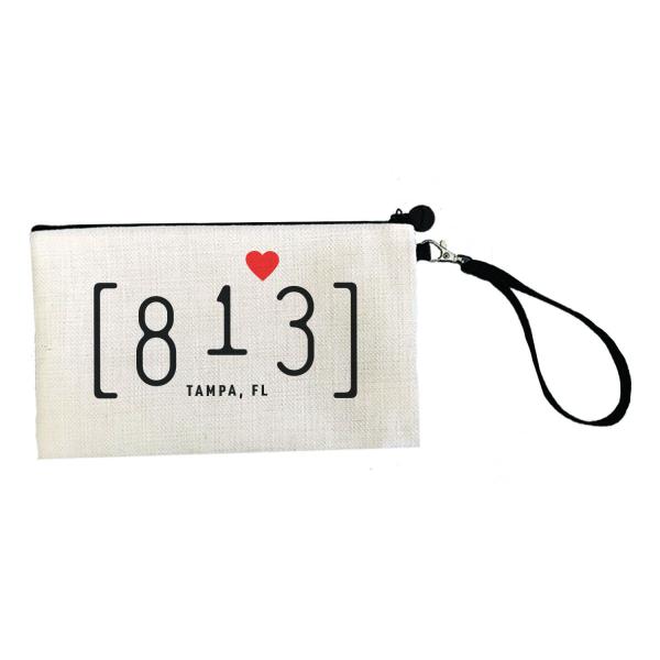 813 Area Code Wristlet Pouch Makeup Bag | Hillsborough Tampa Florida