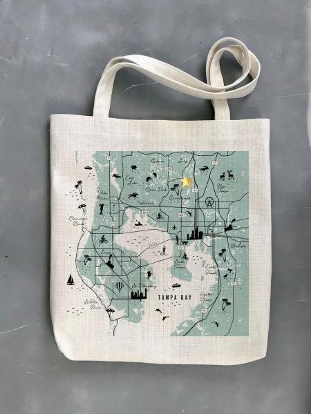 Tampa Bay Icon Map Tote Bag | Pin Your Home picture