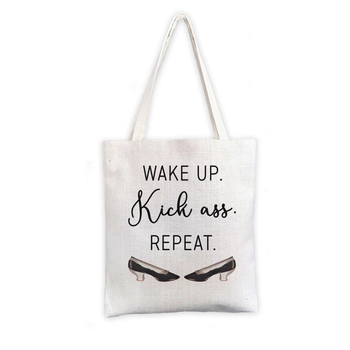 Kick Ass Tote Bag | Polyester Linen Shopping Tote Handbag Girl Boss picture