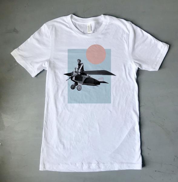 Vintage Collage Art Print T-shirt | Plane Girl picture