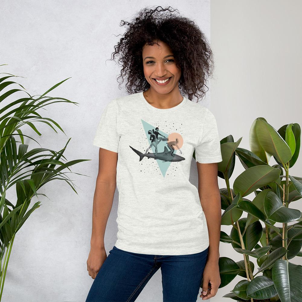 Shark Girls Vintage Collage Art T-shirt picture