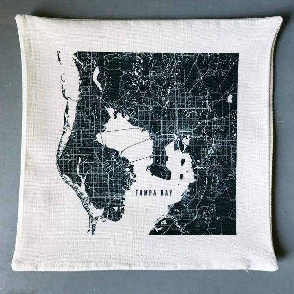 Black Tampa Map Accent Pillow Cover | Pin-Your-Home picture