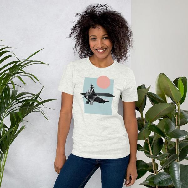 Vintage Collage Art Print T-shirt | Plane Girl picture
