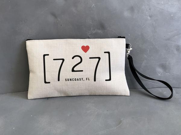 727 Area Code Wristlet Pouch Make Up Bag | Pinellas County Tampa Florida picture