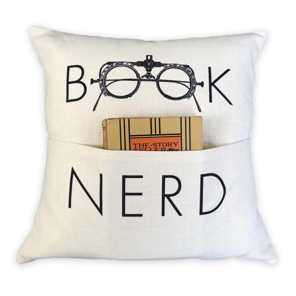 Book Nerd Pocket Pillow Cover | Book Lover Gift