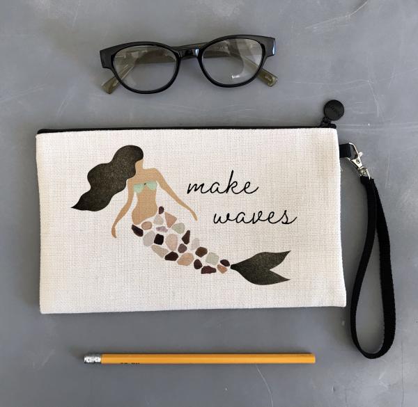 Mermaid "Make Waves" Wristlet Pouch Makeup Bag | Hillsborough Tampa Florida picture