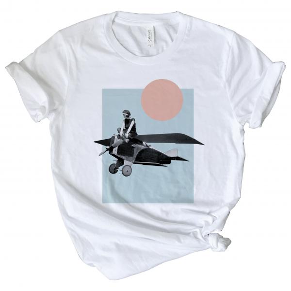 Vintage Collage Art Print T-shirt | Plane Girl picture