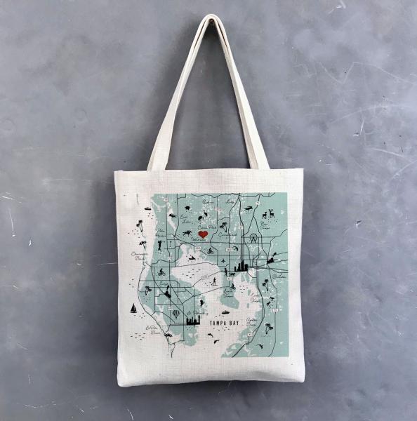 Tampa Bay Icon Map Tote Bag | Pin Your Home picture