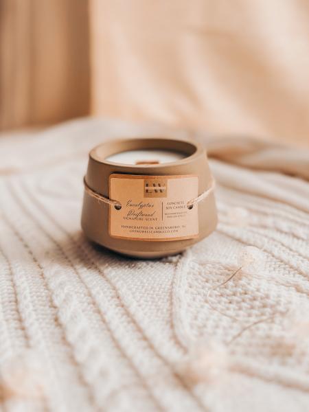 Eucalyptus Driftwood  Concrete  Wooden Wick Soy Candle picture