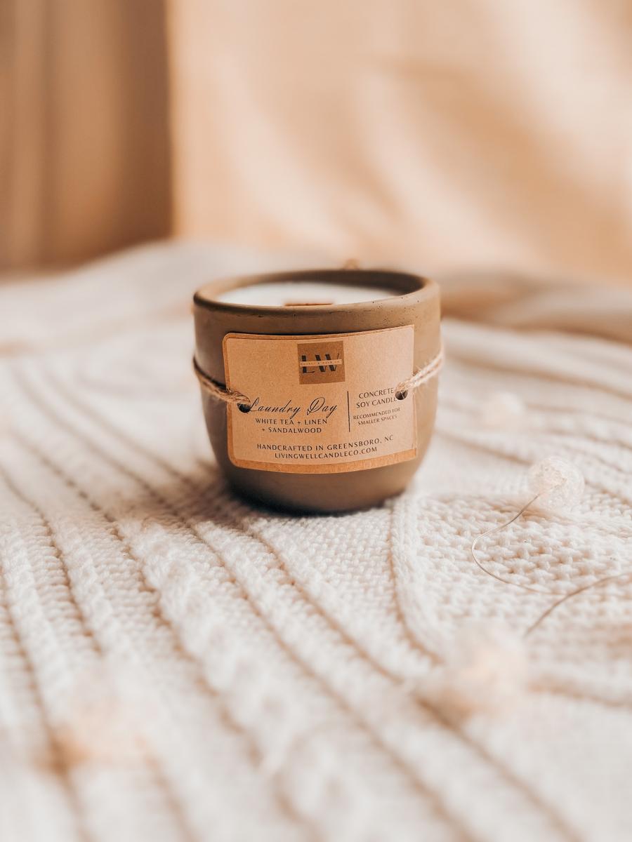 Laundry Day Concrete + Wooden Wick Soy Candle picture