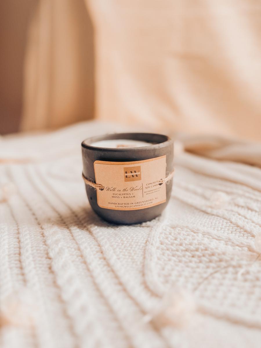 A Walk in the Woods Concrete + Wooden Wick Soy Candle picture