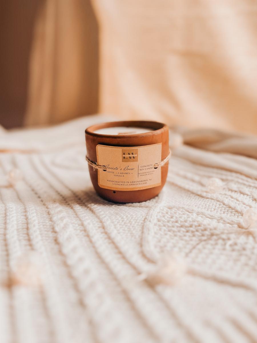 Barista's Brew Concrete + Wooden Wick Soy Candle picture