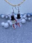 Iridescent Snowmen Earrings with Red Scarves