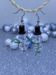 Chrystal Snowmen Earrings with Green Scarves.