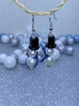 Pearl Snowmen Earrings with Blue Scarves