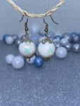 Blue and White Beaded Earrings