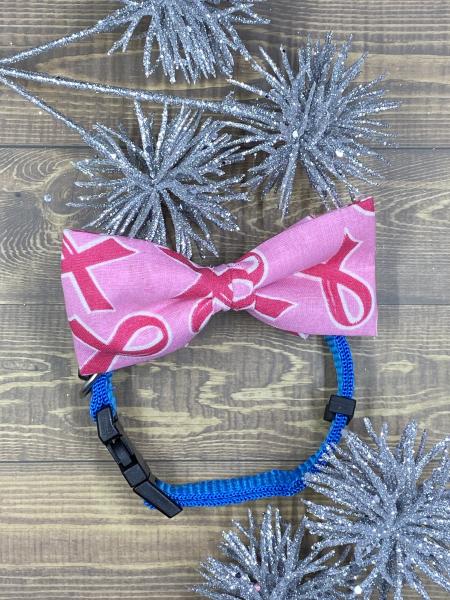 Breast Cancer Ribbon Dog Bowtie
