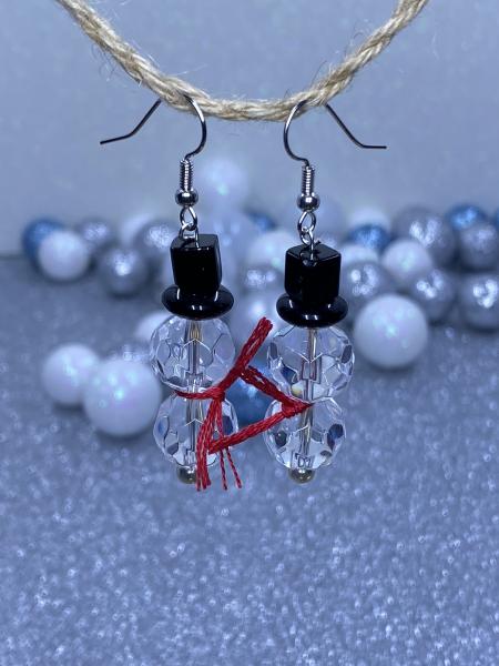 Chrystal Snowmen Earrings with Red Scarves. picture