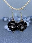 Black and Gold Rose Earrings
