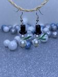 Pearl Snowmen Earrings with Green Scarves.