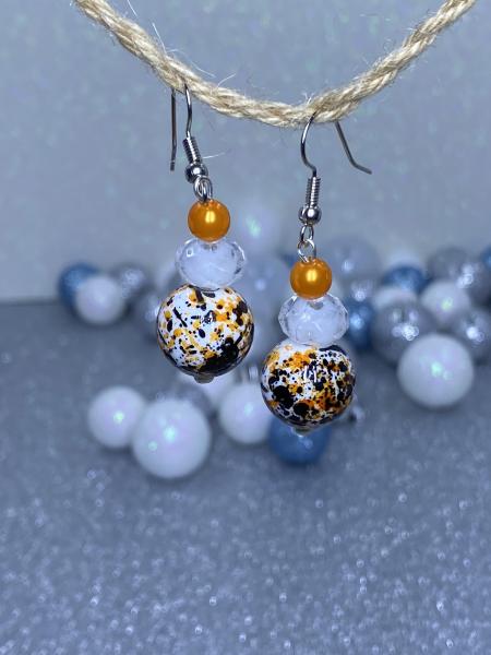 Black and Orange Beaded Earrings picture