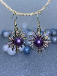 Purple and White Jeweled Earrings