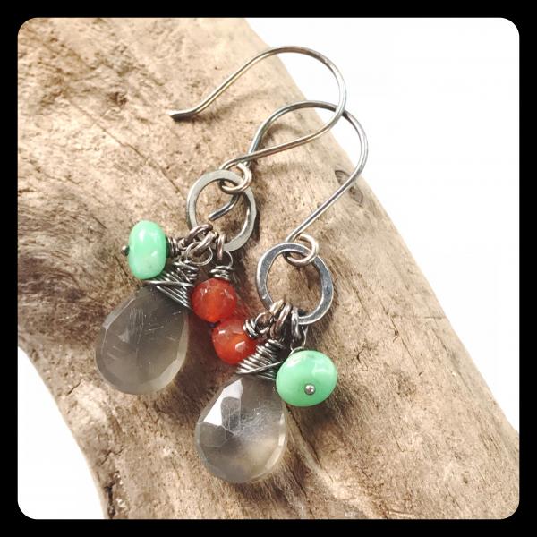 Moonstone Chrysoprase Carnelian Sterling Silver Earrings picture