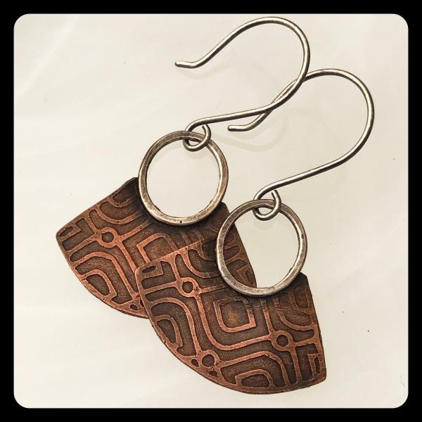 Blade Earrings in copper and sterling silver picture