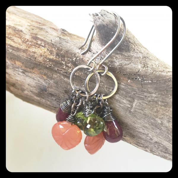 Moonstone Ruby Peridot Sterling Silver Earrings picture