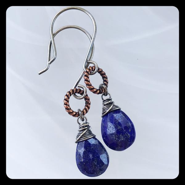 Lapis Lazuli Copper Ring Sterling Silver Earrings picture