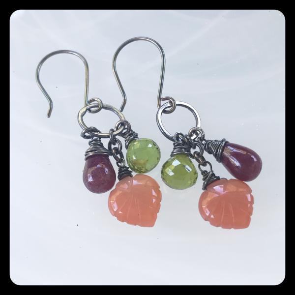 Moonstone Ruby Peridot Sterling Silver Earrings picture