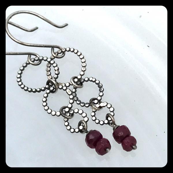 Three Ring Circus Ruby Sterling Silver Earrings picture