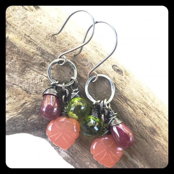 Moonstone Ruby Peridot Sterling Silver Earrings picture