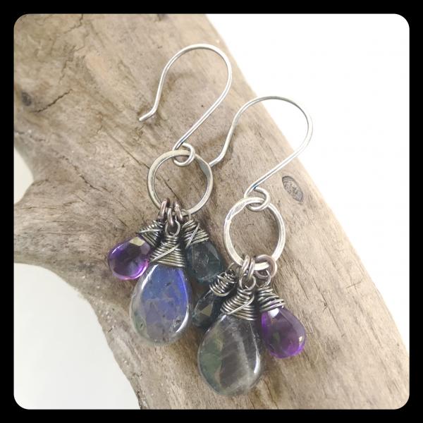 Labradorite, Amethyst, Kyanite Sterling Silver Earrings picture