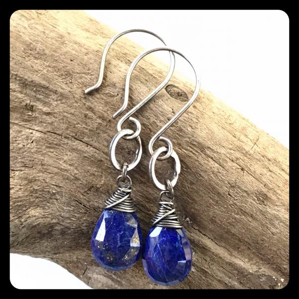 Lapis Lazuli Bead Ring Sterling Silver Earrings picture