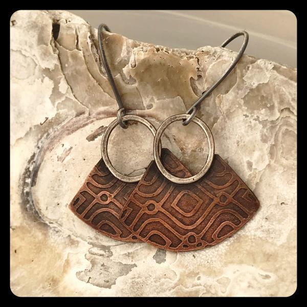 Blade Earrings in copper and sterling silver picture