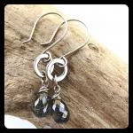 Tourmalinated Quartz Bead Ring Sterling Silver Earrings