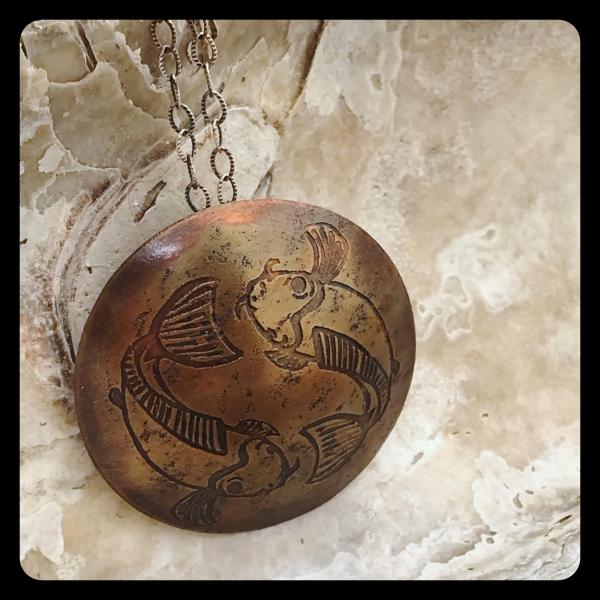 Double Koi Copper Necklace- Pisces symbol picture