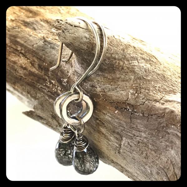 Tourmalinated Quartz Bead Ring Sterling Silver Earrings picture