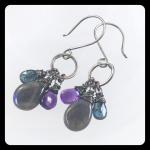 Labradorite, Amethyst, Kyanite Sterling Silver Earrings