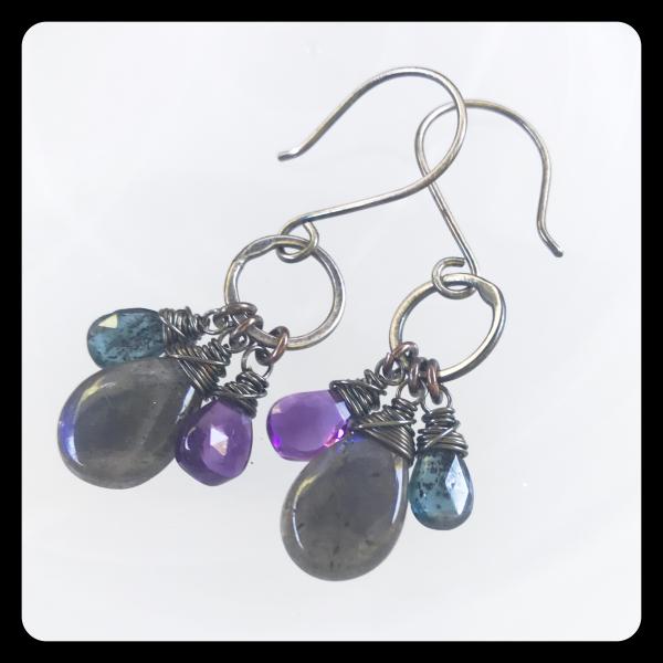 Labradorite, Amethyst, Kyanite Sterling Silver Earrings picture