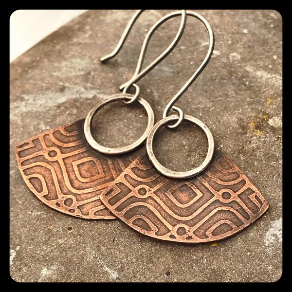 Blade Earrings in copper and sterling silver picture